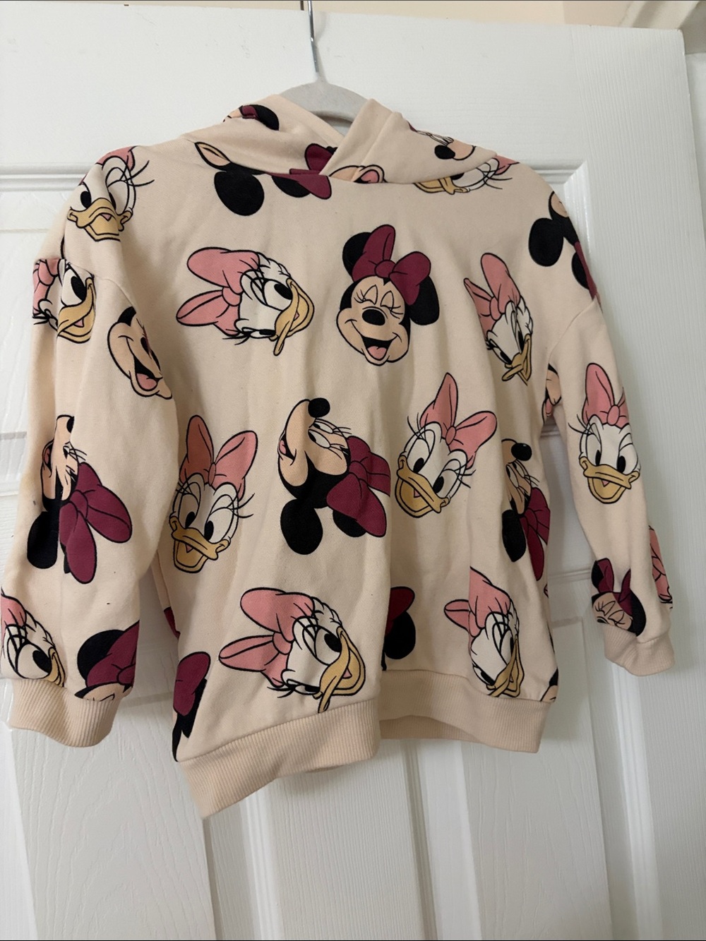 H&M Girls Pink Daisy & Minnie Allover Print Hoodie